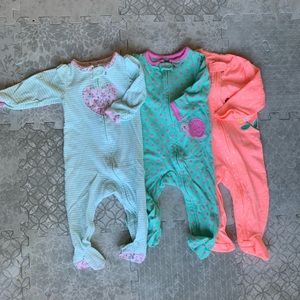 3 Zip Front Baby PJs